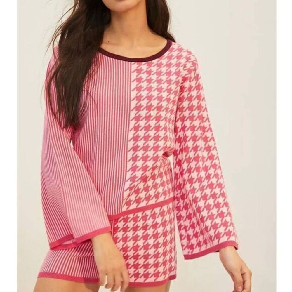 ANTHROPOLOGIE Sierra Lounge Pink Set Short Sweater SMALL